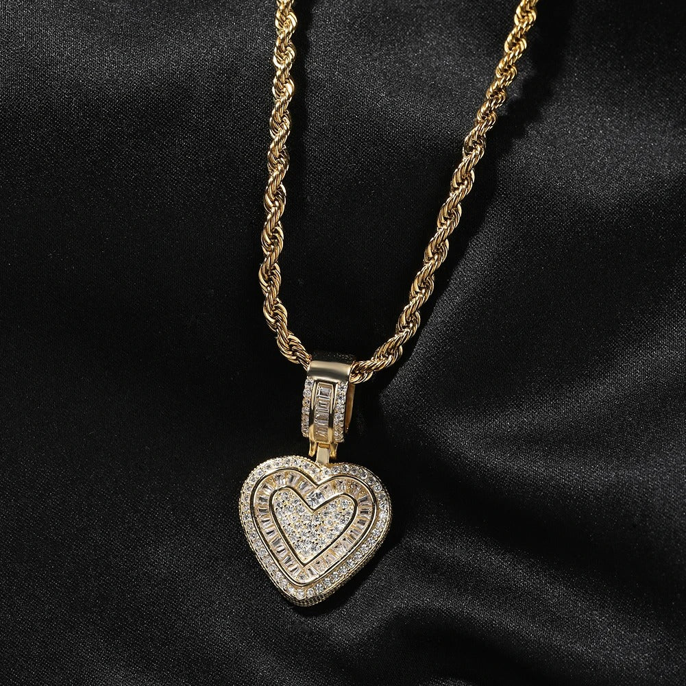 THE BLING KING Icy Baguettecz Heart Pendant Necklace