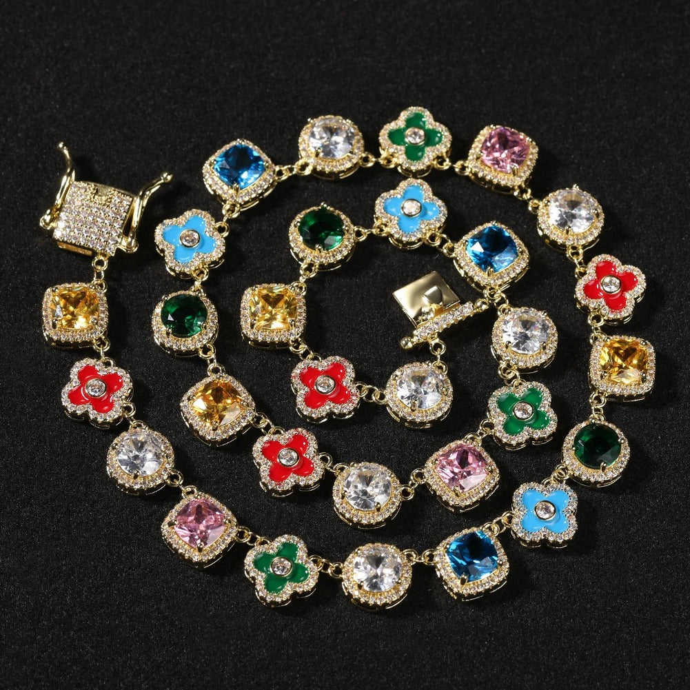 Rainbows n Studs” necklace